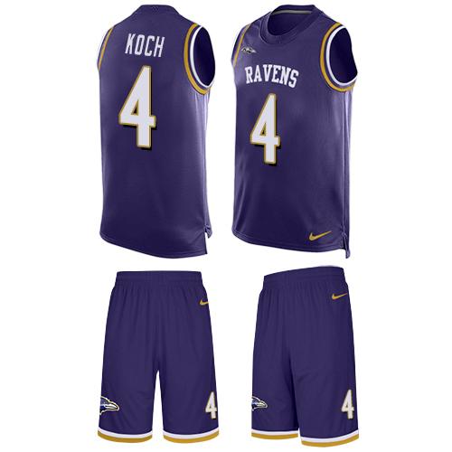 Nike Ravens #4 Sam Koch Purple Team Color Men's Stitched NFL Limited Tank Top Suit Jersey - Click Image to Close